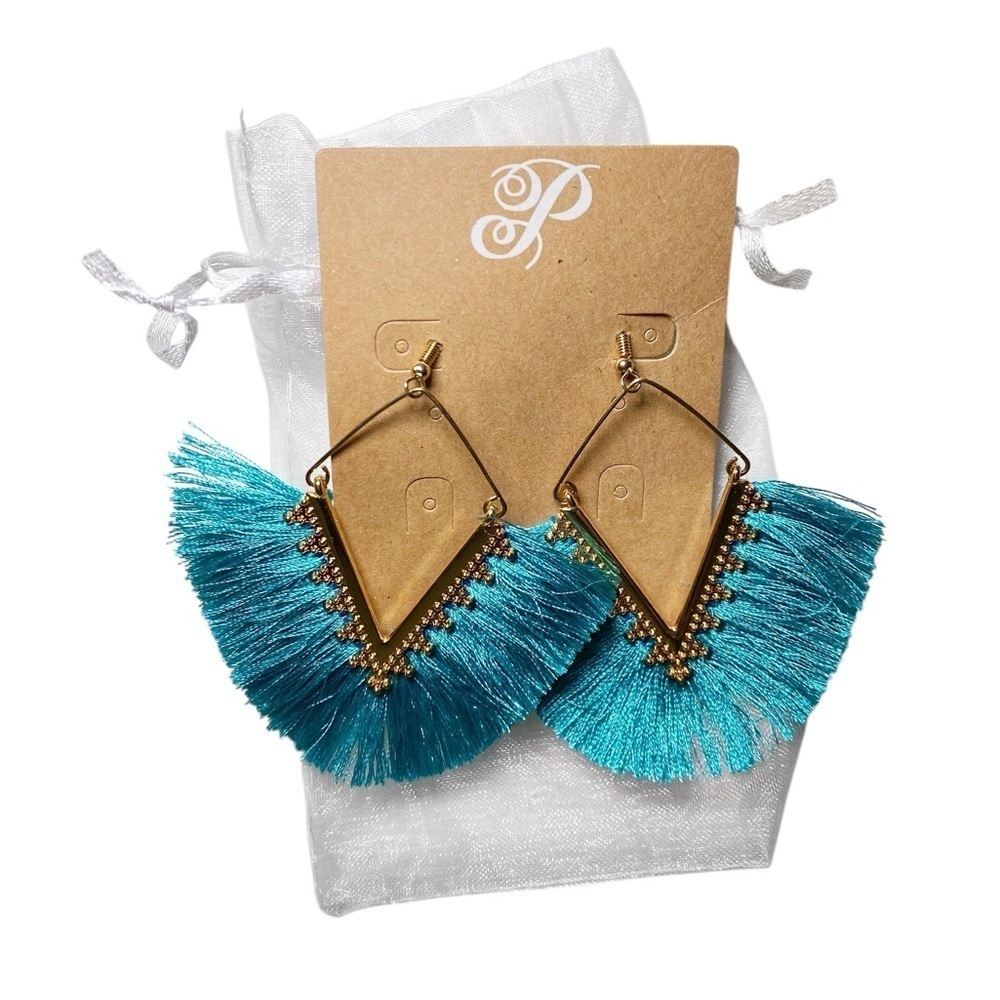 Plunder Jaymes Blue Tassel Earrings - Picture 4 of 4